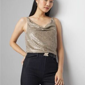 WHBM Sequin Cowl Neck Cami Size L - NWT